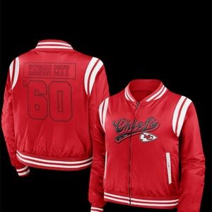 Women's Red Kansas City Chiefs Satin Varsity Jacket